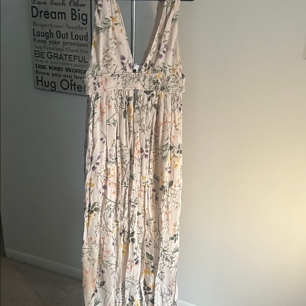 Olivaceous Floral Maxi Dress - Cream and Multicolor